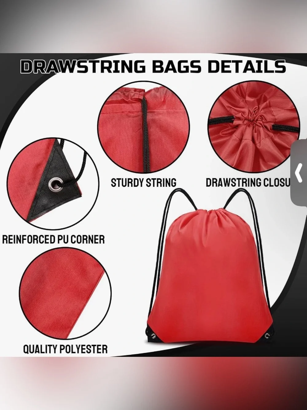 Drawstring Gym Sack Multi-use Backpack - Bundle of 12 - Actual Colors in Photos